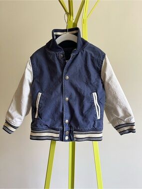 GAP Navy and Off-White Varsity Jacket, size 4 kids